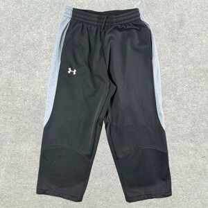 Under Armour Boys Track Pants Size Medium Black Gray Athletic Warm Up Training